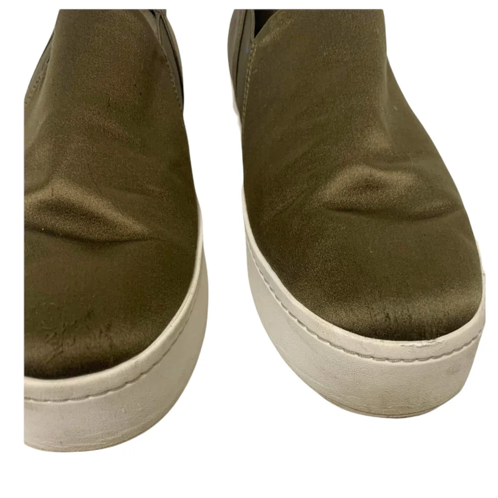 Vince. Warren Slip-On Platform Sneaker Olive Green Satin Size 9.5 - Picture 4 of 8